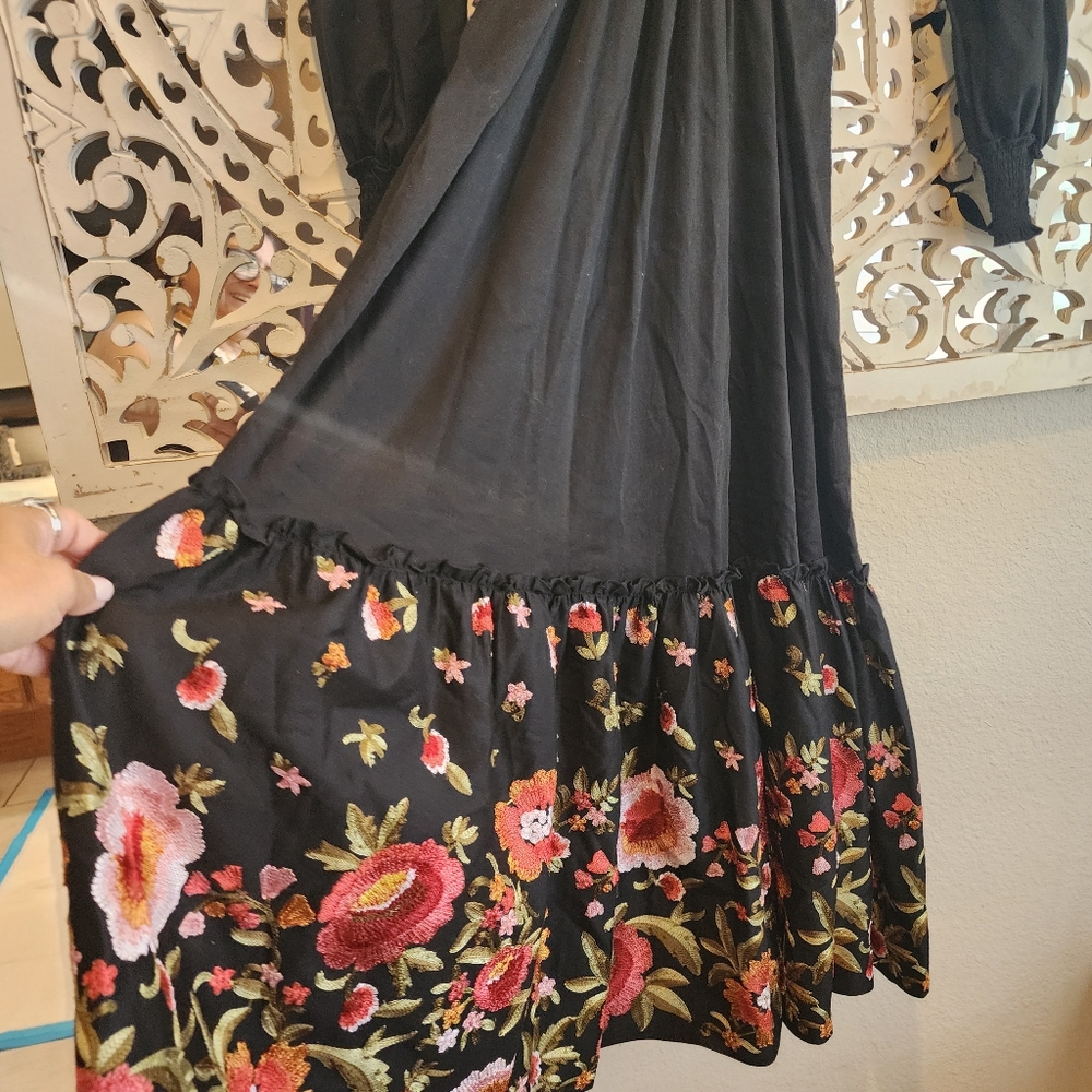 ANTROPOLOGIE KAROLINA CUT-OUT FLORAL MAXI BLACK DRESS Geisha Designs - Picture 10 of 16